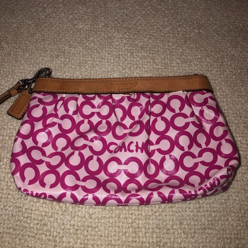 Pink COACH Wristlet with Authentic Leather